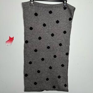 J. Crew Chunky Knit Wool Blend Infiniti Scarf Heather Gray Black Polka Dots